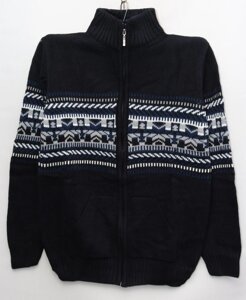 Кофта светр чоловічий теплий на блискавці з кишенями та коміром-стійкою чорний