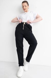 Котонові жіночі легкі штани великих розмірів чорні Розмір 5XL-7XL