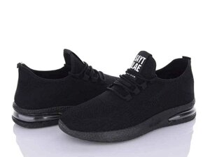 Кросівки чоловічі текстильні літні на шнурках чорні