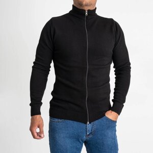 Чоловічий светр демісезонний, кофта на блискавці чорна з коміром стійка