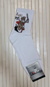 Шкарпетки чоловічі з малюнком і написом Flex білі