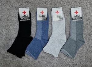 Шкарпетки чоловічі SOCKS бавовняні медичні вірикоз без гумки класичні однотонні сітка