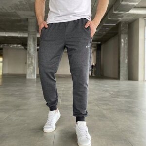 Спортивні чоловічі штани з манжетами трикотажні темно-сірі розмір 46-54