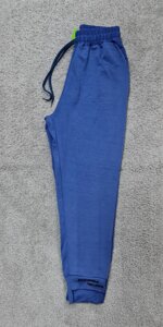 Спортивні штани жіночі з манжетом великих розмірів трикотажні сині (розмір 54-56)