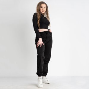 Спортивні жіночі штани YOLA з манжетом трикотажні чорні великих розмірів