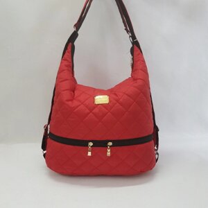 Жіноча сумка-рюкзак з кишенями стьобана плащівка червона