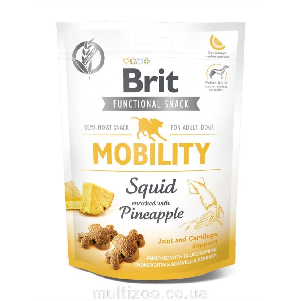 Функціональні ласощі Brit Care Mobility кальмар з ананасом д / собак, 150г від компанії Multizoo - зоотовари для тварин - фото 1