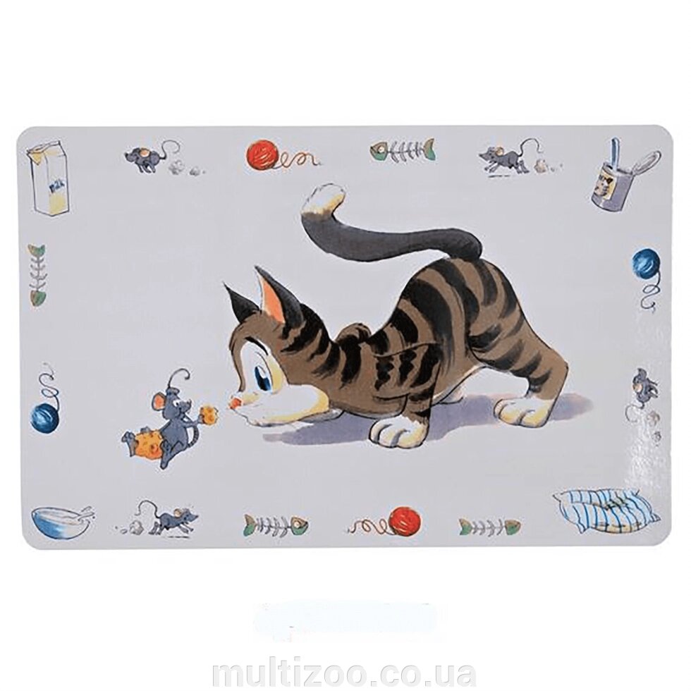 Килимок "Comic Cat" під миски д / котів 44 * 28см від компанії Multizoo - зоотовари для тварин - фото 1