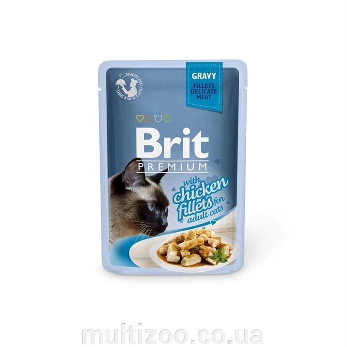 Консерва д/котов Brit Premium Cat pouch 85 g филе курицы в соусе від компанії Multizoo - зоотовари для тварин - фото 1