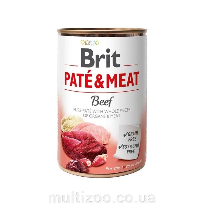Консерва д/собак Brit Paté & Meat Dog k 400 g с говядиной від компанії Multizoo - зоотовари для тварин - фото 1