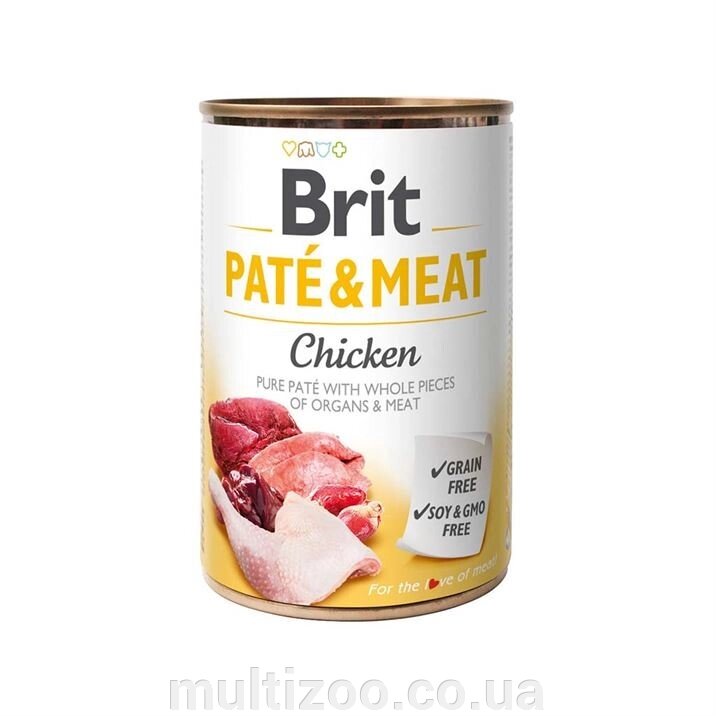 Консерва д/собак Brit Paté & Meat Dog k 400 g с курицей від компанії Multizoo - зоотовари для тварин - фото 1