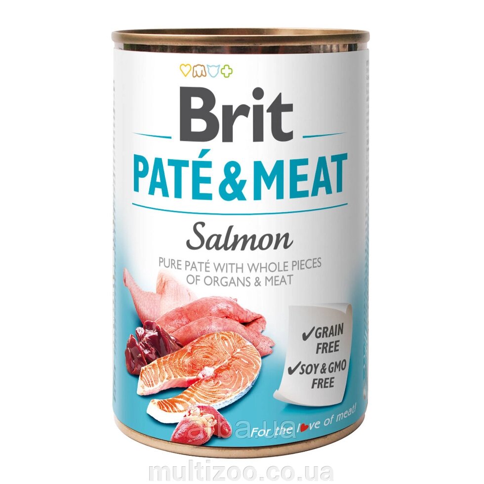 Консерва д/собак Brit Paté & Meat Dog k 400 g с лососем від компанії Multizoo - зоотовари для тварин - фото 1