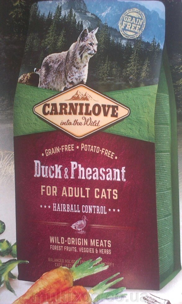 Carnilove Cat Hairball Controll 0,4 kg утка, фазан (д/выведения шерстяных комочков) від компанії Multizoo - зоотовари для тварин - фото 1
