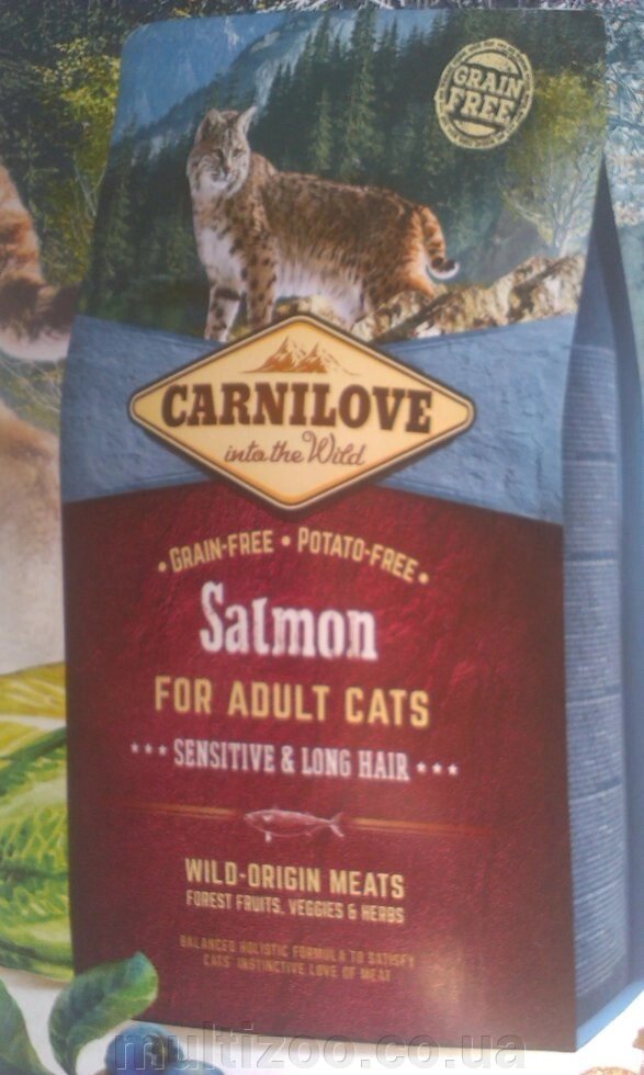 Carnilove Cat Sensitive & Long Hair 0,4 kg лосось (д/кошек с чувствительным пищеварением) від компанії Multizoo - зоотовари для тварин - фото 1