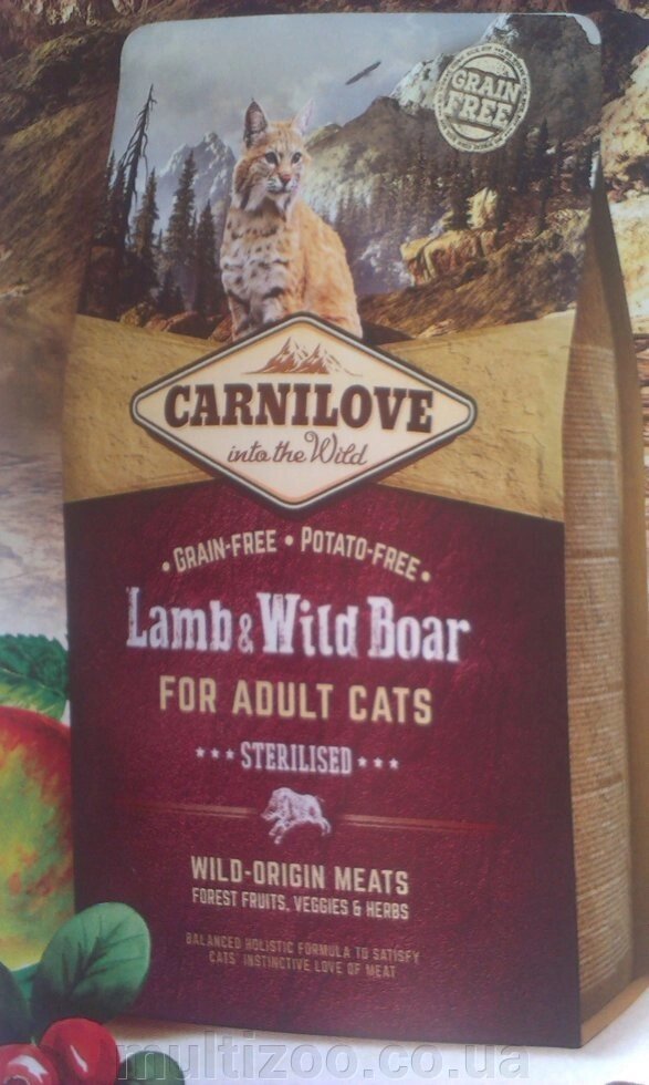 Carnilove Cat Sterilised 0,4 kg ягненок, дикий кабан (д/стерилизованных) від компанії Multizoo - зоотовари для тварин - фото 1