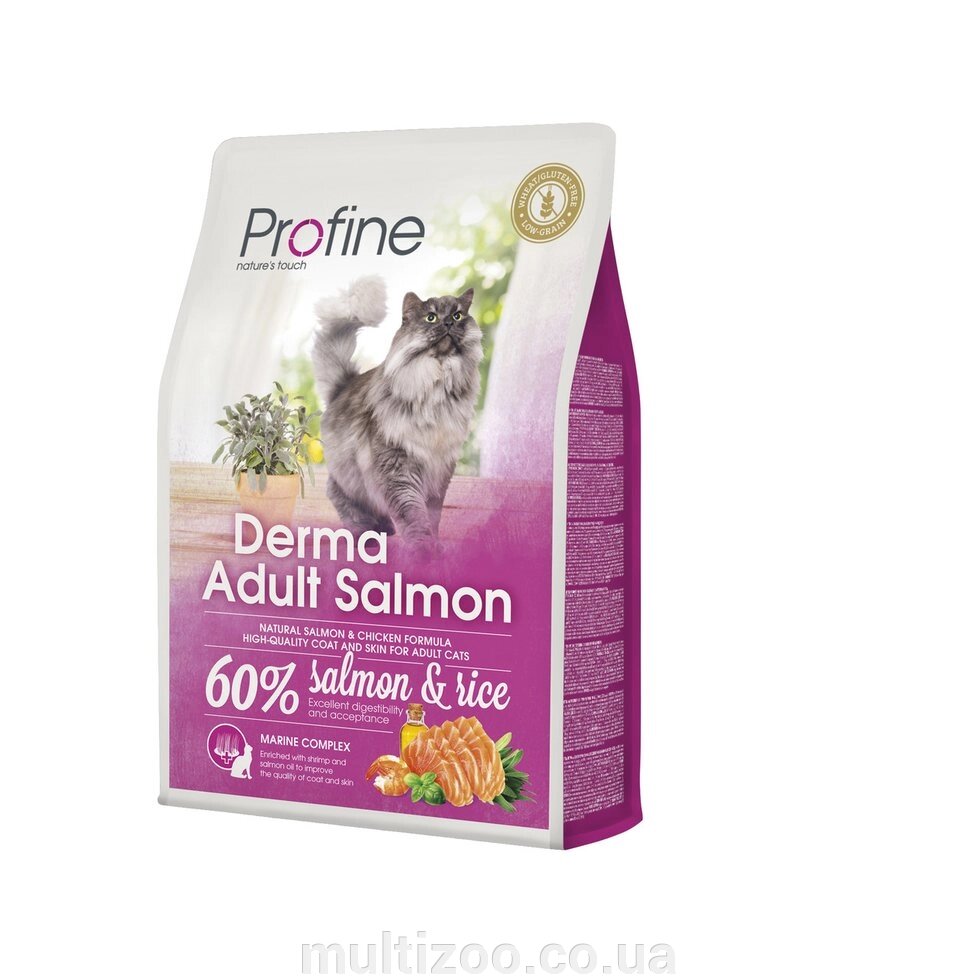 Корм д/котов Profine Cat Derma  2 kg лосось д/длинношерст. від компанії Multizoo - зоотовари для тварин - фото 1