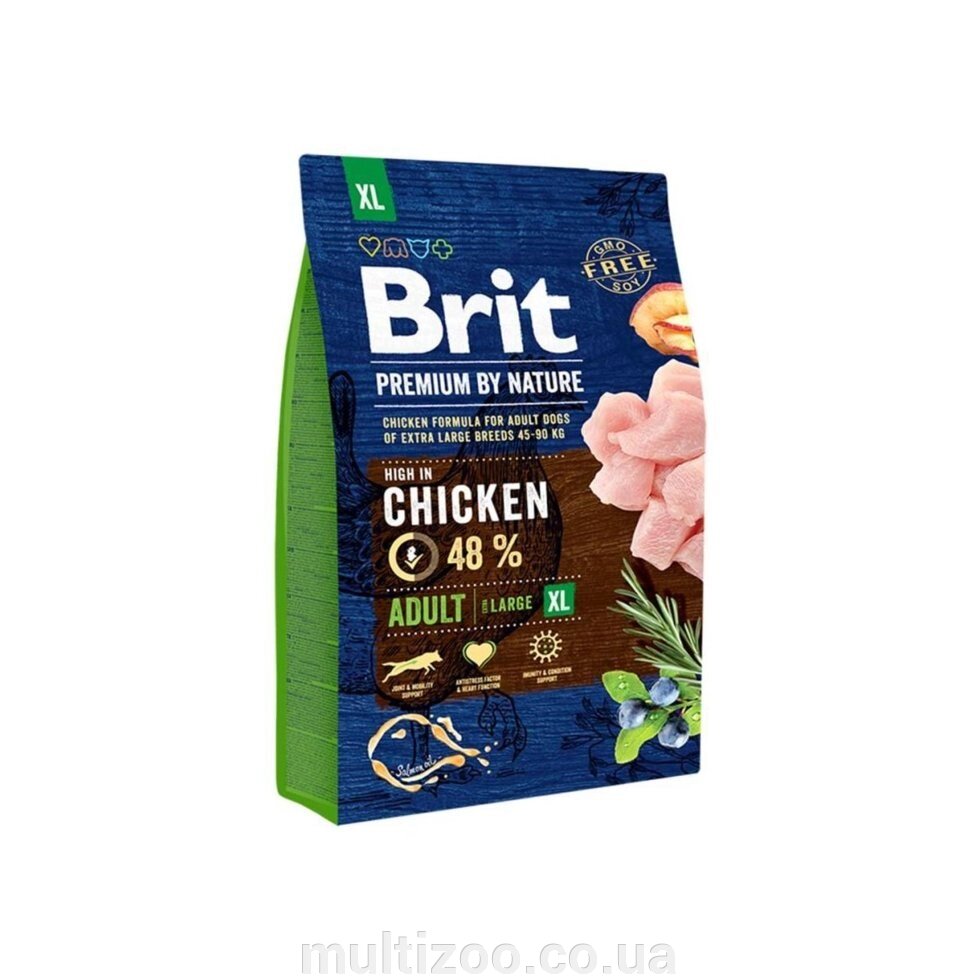 Сухий корм Brit Premium Dog Adult XL для дорослих собак гігантських порід, з куркою, 3 кг від компанії Multizoo - зоотовари для тварин - фото 1