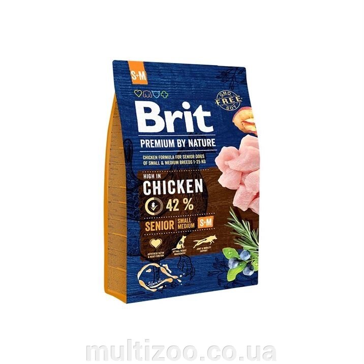 Корм д / собак Brit Premium Dog Senior S + M 3 kg від компанії Multizoo - зоотовари для тварин - фото 1