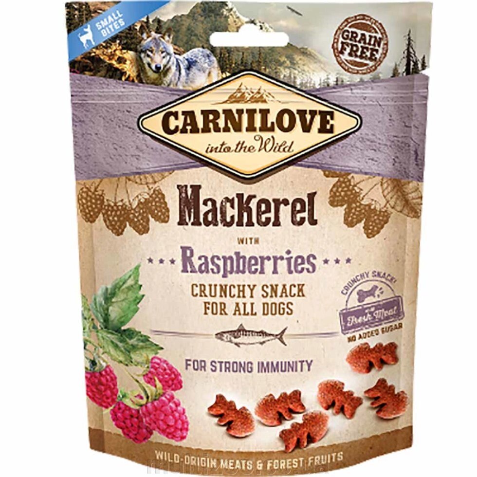 Ласощі Carnilove Dog Crunchy Snack скумбрія, малина д / собак, 200g від компанії Multizoo - зоотовари для тварин - фото 1