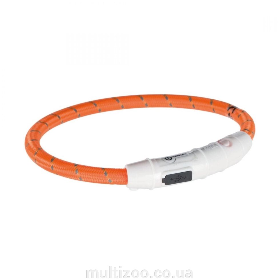 Нашийник світиться з USB помаранчевий XS-S 35cм / 7мм від компанії Multizoo - зоотовари для тварин - фото 1