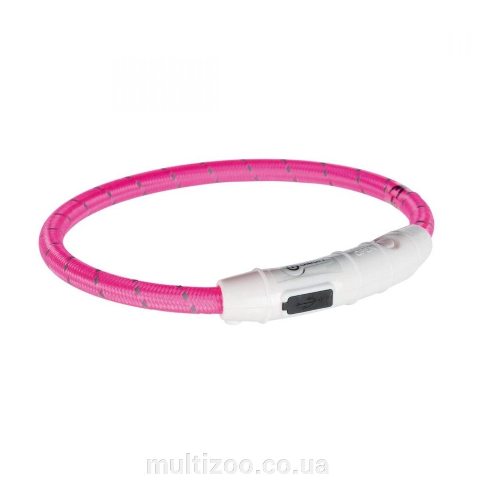 Нашийник світиться з USB рожевий XS-S 35cм / 7мм від компанії Multizoo - зоотовари для тварин - фото 1