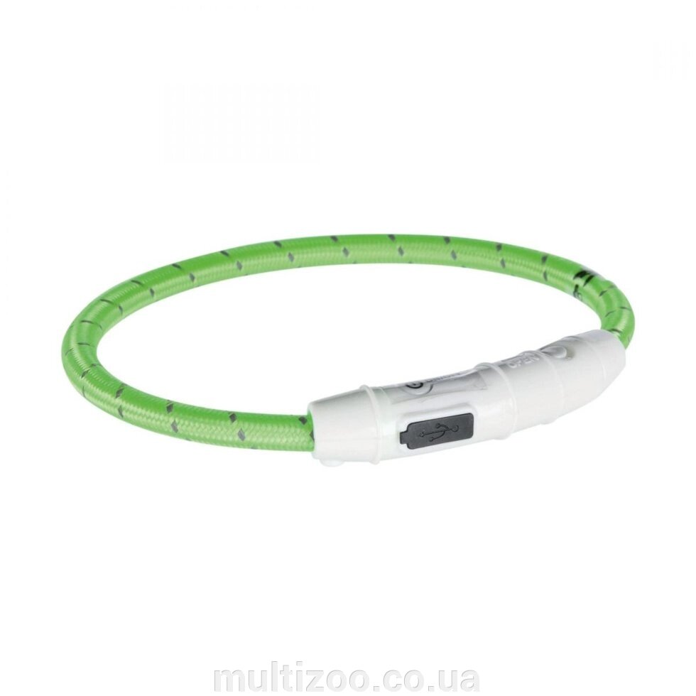 Нашийник світиться з USB зелений XS-S 35cм / 7мм від компанії Multizoo - зоотовари для тварин - фото 1