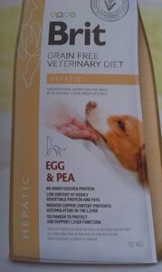 Ветеринарна дієта для собак Brit GF VetDiets Dog Hepatic 2 kg при хворобі печінки з яйцем, горохом, бататом і гречкою