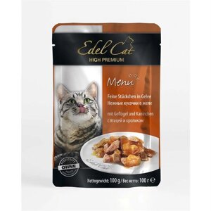 Вологий корм д / кішок Edel Cat pouch 100g. птах і кролик в желе