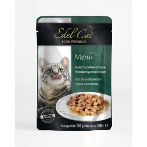 Вологий корм д / кішок Edel Cat pouch 100g. качка і кролик в соусі в Києві от компании Multizoo - зоотовары для животных