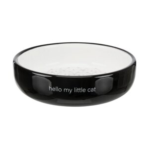 Миска керамічна для кішок коротконосі порід, 0.3 л / ø 15 см, чорна / біла