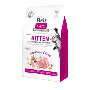 Сухий корм для кошенят, для здорового росту і розвитку Brit Care Cat GF Kitten HGrowth & Developmen, 0.4 кг