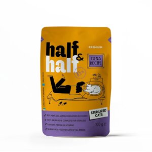 Корм вологий Half&Half для стерилізованих котів, шматочки з тунцем у соусі у формі пауча, 100 г в Києві от компании Multizoo - зоотовары для животных