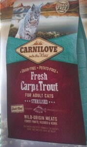 Корм д / котів Carnilove Fresh Carp & Trout Sterilised for Adult cats 6 kg короп, форель д / стериліза. котів