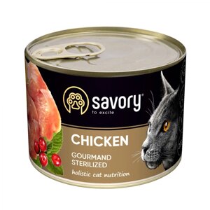 Влажный корм для стерилизованных котов Savory с курицей, 200 г в Києві от компании Multizoo - зоотовары для животных