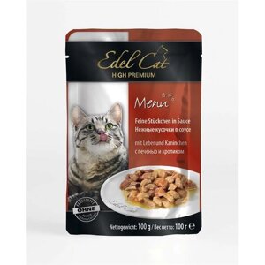 Вологий корм д / кішок Edel Cat pouch 100g. печінку і кролик в соусі