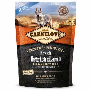 Сухой корм для взрослых собак мелких пород Carnilove Fresh Ostrich & Lamb 1,5 кг (ягнёнок и страус)
