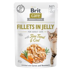 Вологий корм для котів Brit Care Cat pouch тріска та форель в желе 85 г
