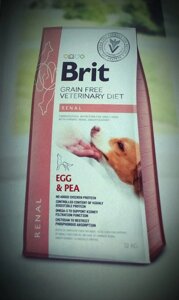 Brit GF VetDiets Dog Renal 12 kg при почечной недостаточности с яйцом, горохом и гречкой в Києві от компании Multizoo - зоотовары для животных