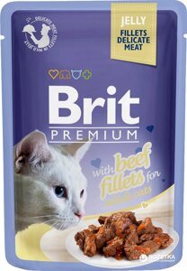 Консерва д/котов Brit Premium Cat pouch 85 g филе говядины в желе в Києві от компании Multizoo - зоотовары для животных