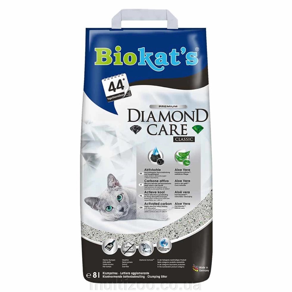 Пісок Biokats DIAMOND CLASSIC 8L від компанії Multizoo - зоотовари для тварин - фото 1