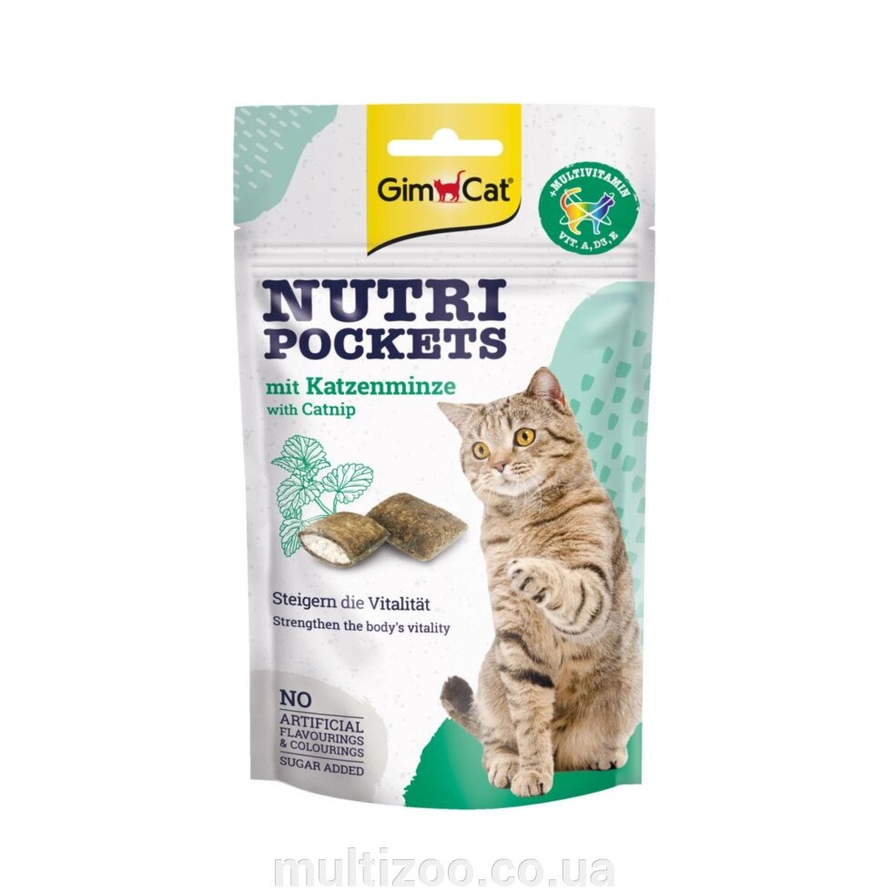 Подушечки д / котів Nutri Pockets для кішок Котяча м'ята + Мультивітамін 60 гр від компанії Multizoo - зоотовари для тварин - фото 1