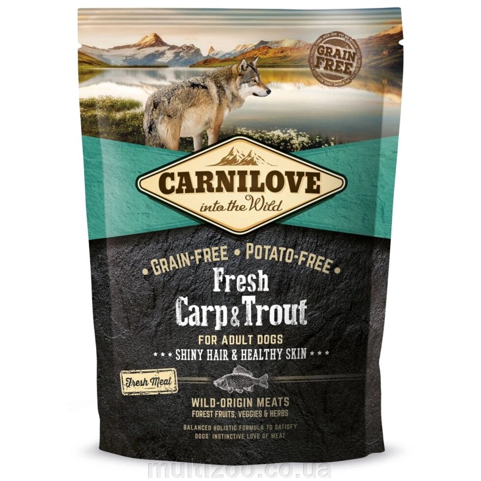 Сухий корм для дорослих собак всіх порід Carnilove Fresh Carp & Trout 1,5 кг (риба) від компанії Multizoo - зоотовари для тварин - фото 1