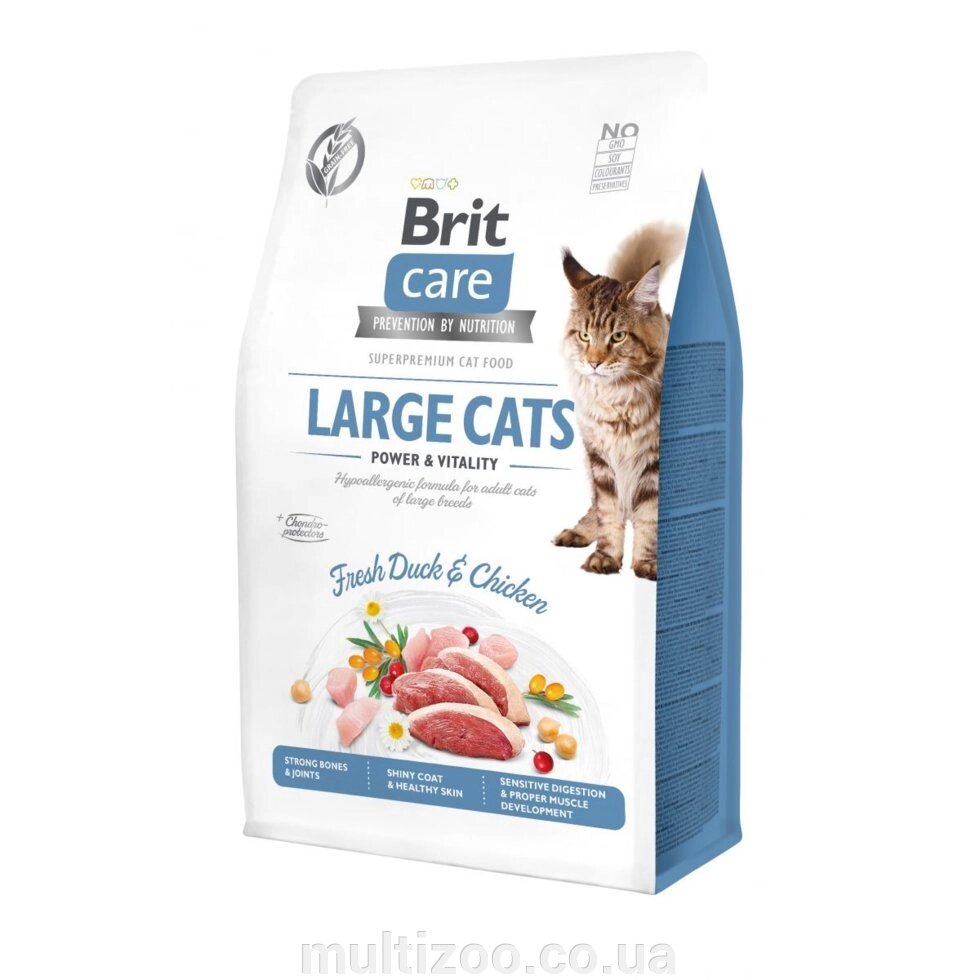 Сухой корм для кошек крупных пород Brit Care Cat GF Large cats Power & Vitality, 0.4 кг від компанії Multizoo - зоотовари для тварин - фото 1