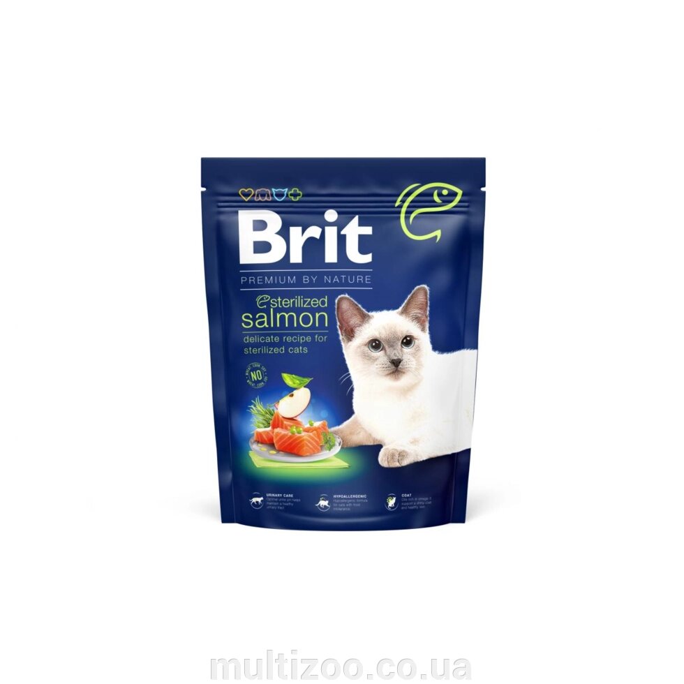 Сухий корм для котів Brit Premium by Nature Cat Adult Salmon з лососем 300 г від компанії Multizoo - зоотовари для тварин - фото 1