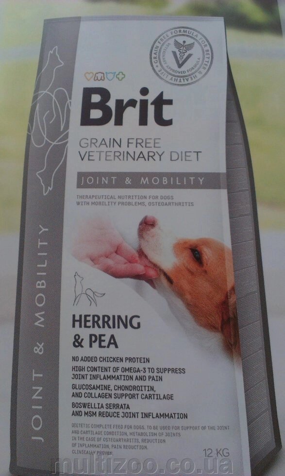 Brit GF VetDiets Dog Mobility 12 kg для суставов с селедкой, лососем, горохом и гречкой від компанії Multizoo - зоотовари для тварин - фото 1