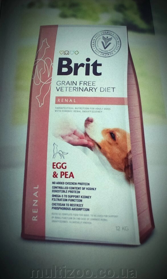 Brit GF VetDiets Dog Renal 12 kg при почечной недостаточности с яйцом, горохом и гречкой від компанії Multizoo - зоотовари для тварин - фото 1