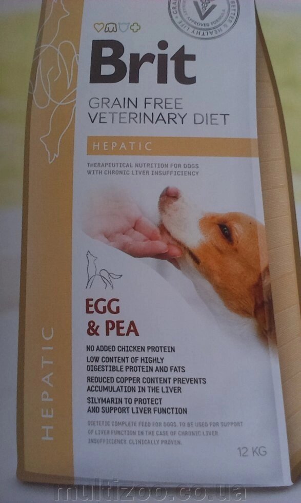 Brit GF VetDiets Dog Hepatic 12 kg при болезни печени  с яйцом, горохом, бататом и гречкой від компанії Multizoo - зоотовари для тварин - фото 1