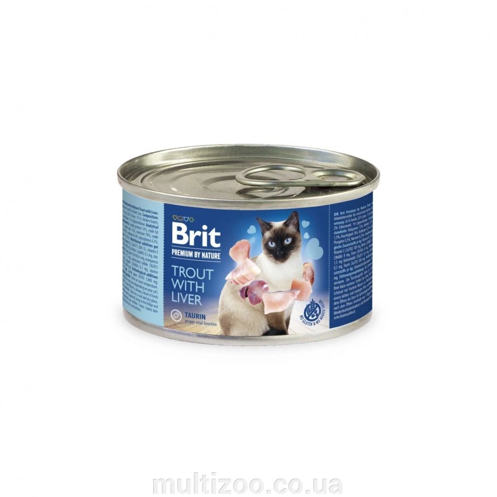 Волога корм Brit Premium by Nature Trout with Liver 200 г (паштет з Фореллі та печінкою) від компанії Multizoo - зоотовари для тварин - фото 1