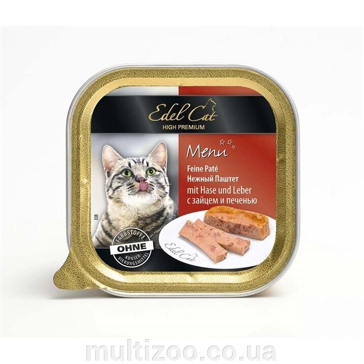 Вологий корм д / кішок Edel Cat k 100g паштет заєць і печінку від компанії Multizoo - зоотовари для тварин - фото 1