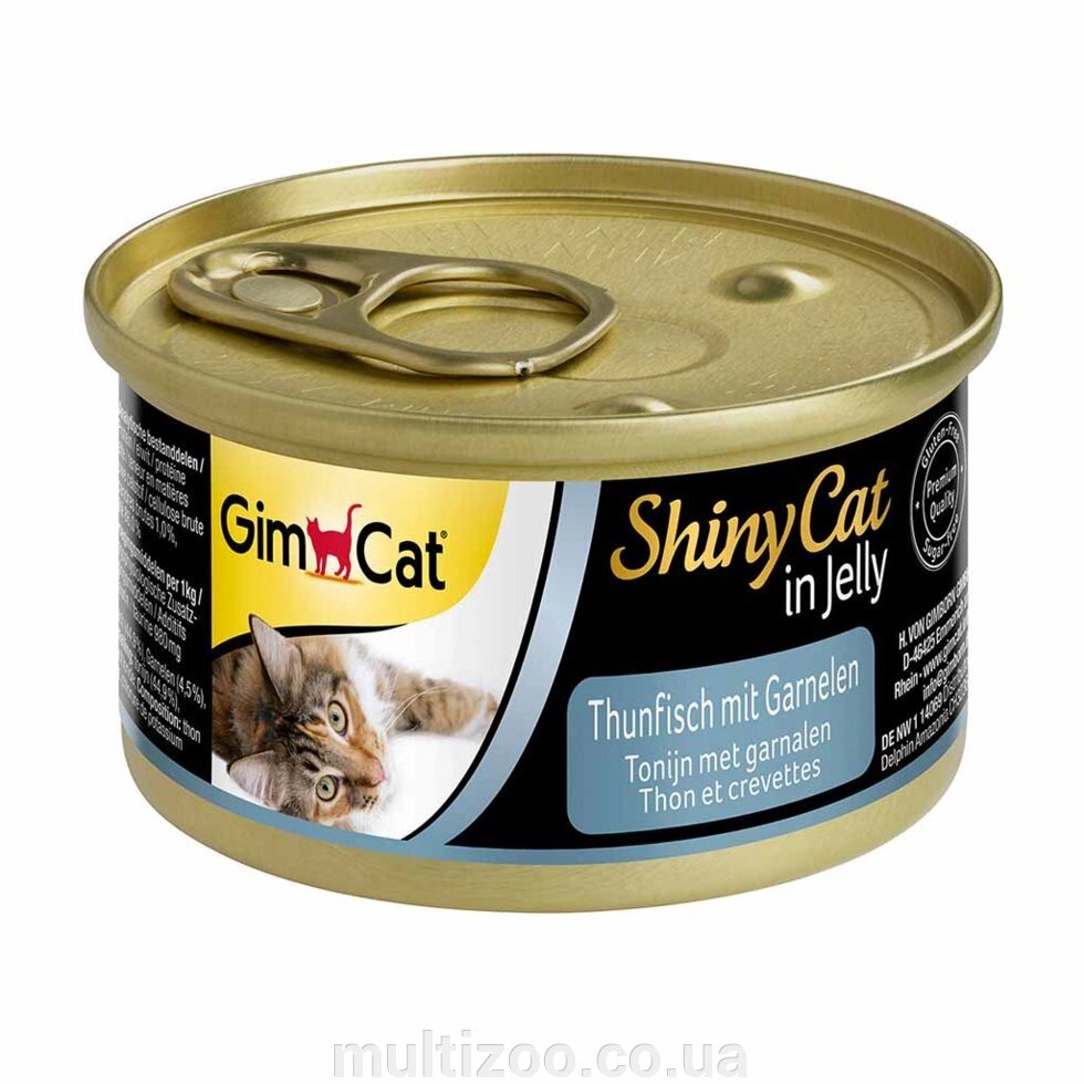 Вологий корм д / кішок Shiny Cat k 70g тунець і креветки від компанії Multizoo - зоотовари для тварин - фото 1
